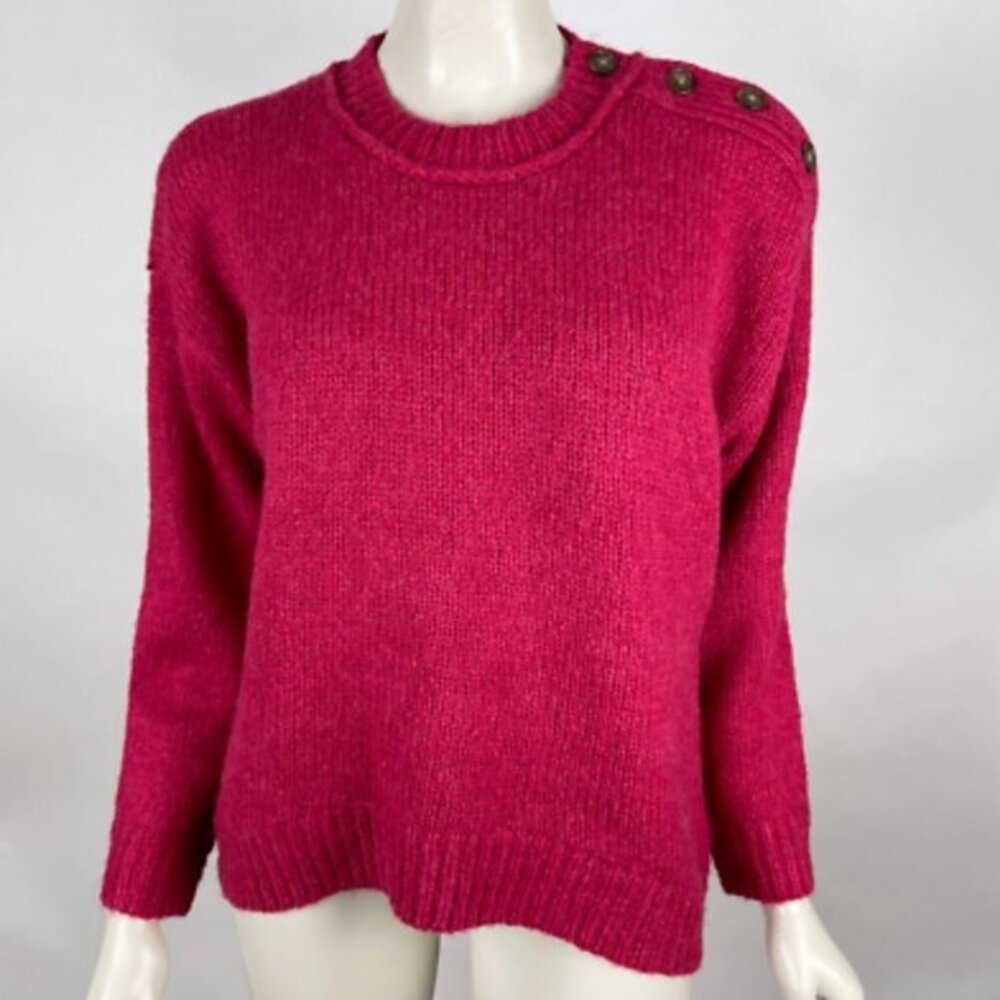 J Crew Button-shoulder Crewneck Sweater‎ Women S EUC Alpaca Wool Pullover BD153
